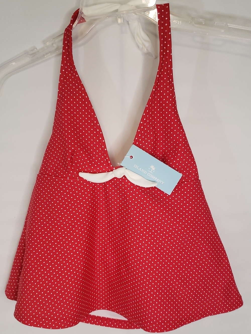 Island Company Rum Runner Tankini Top,  Red with White Polka Dots, XS